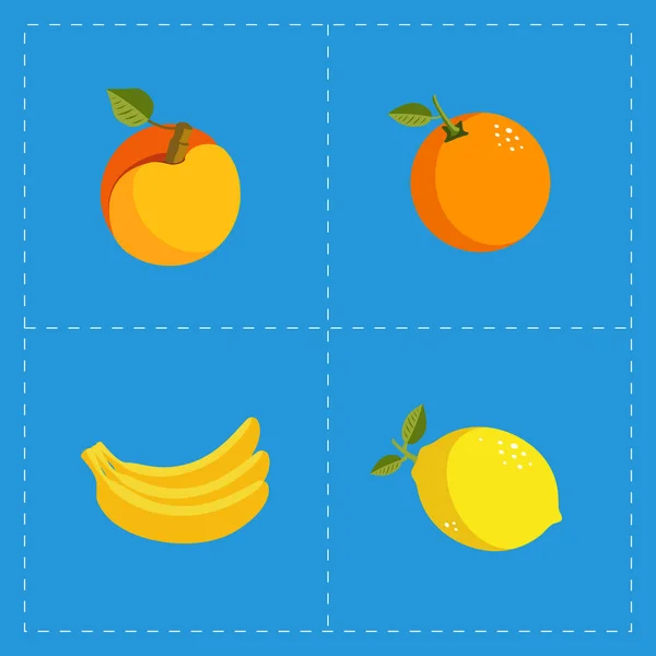 Kleurrijke Fruit Icon Set op lichte achtergrond — Stockvector