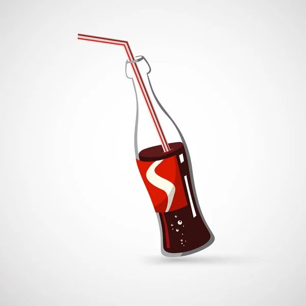 Bouteille vectorielle de cola et de paille — Image vectorielle