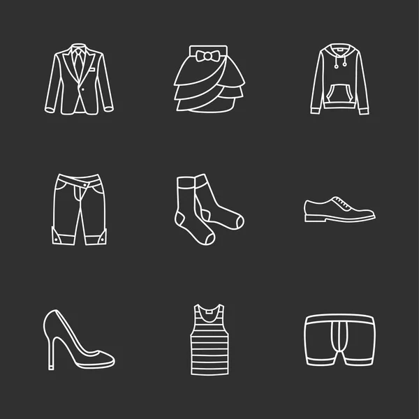 Nio moderna kläder ikoner — Stock vektor