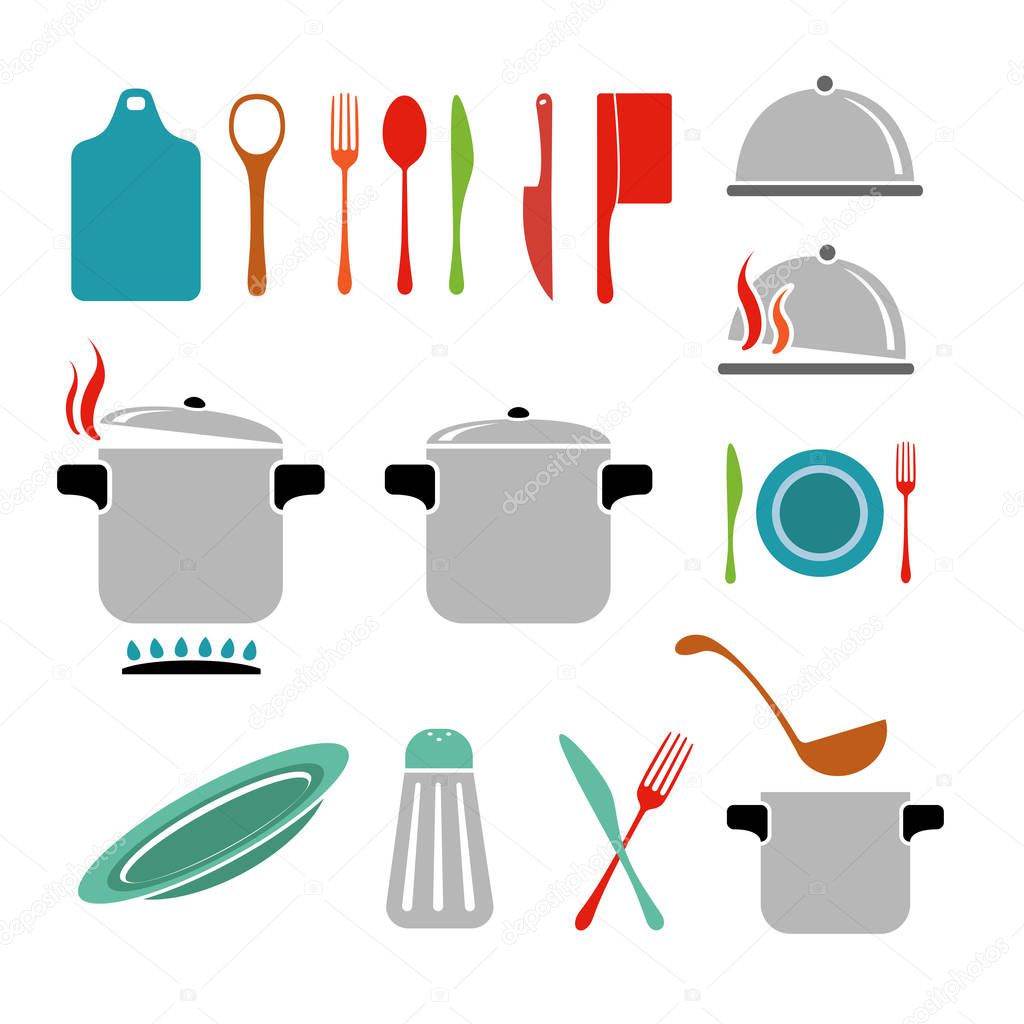 Kitchen vector icons set 