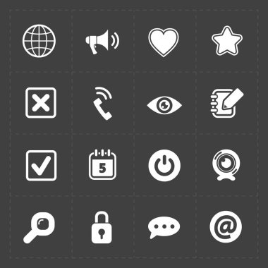 Koyu arka plan üzerinde modern düz sosyal Icons set 