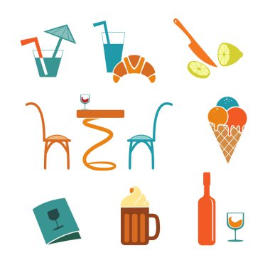 Cafe simgeler kümesi web için 