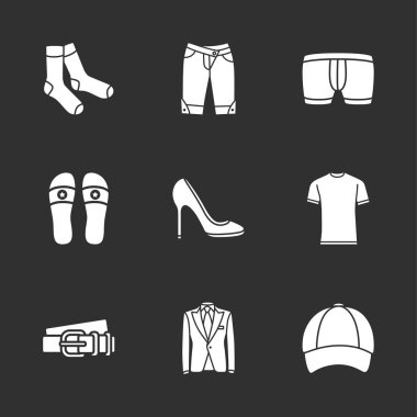 dokuz modern giysiler simgeler 