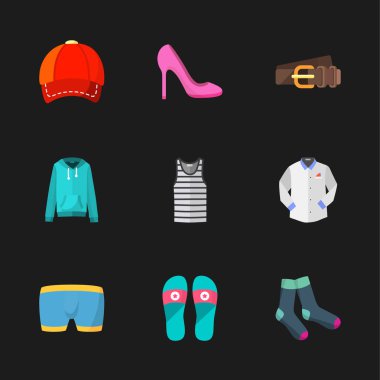 dokuz modern giysiler simgeler 