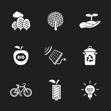 dokuz düz Eko simgeler 