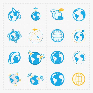 beyaz zemin üzerine toprak vector Icons set. 