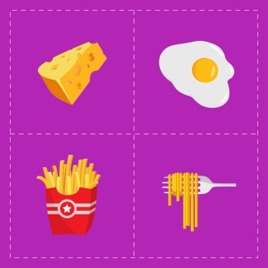 Parlak arka plan üzerinde renkli Fast Food Icon Set 