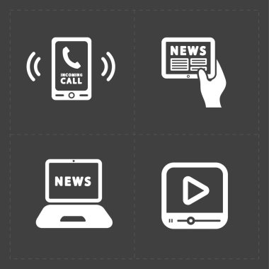 Koyu arka plan üzerinde vektör Medya Icons set 