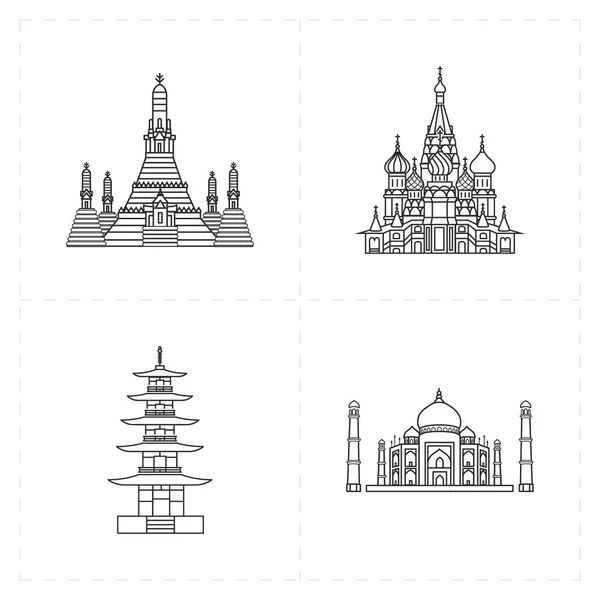 Cuatro iconos emblemáticos planos — Archivo Imágenes Vectoriales