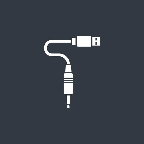 Flat USB cable icon for web — Stock Vector