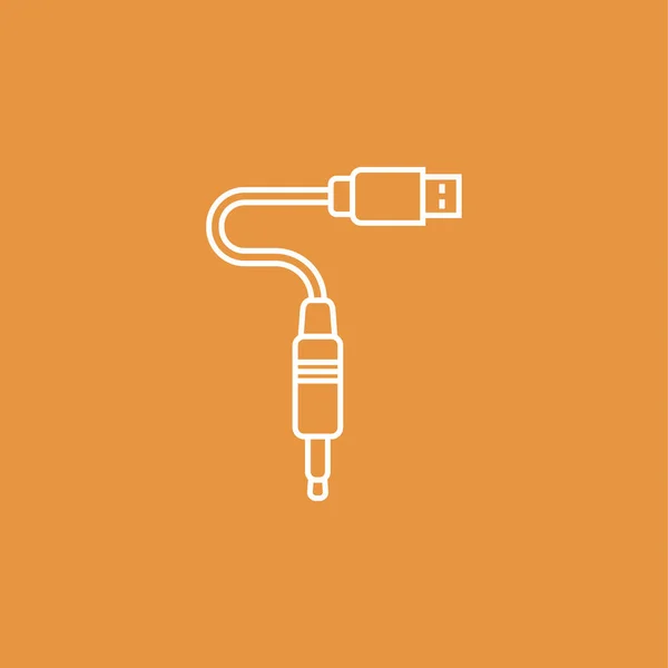 Flat USB cable icon for web — Stock Vector