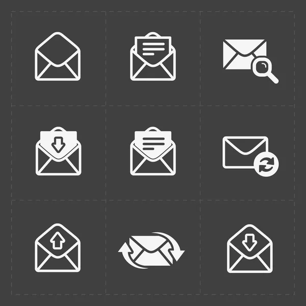 E-Mail und Umschlag-Symbole auf dunklem Hintergrund — Stockvektor