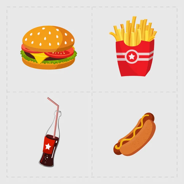 Colorido icono de comida rápida sobre fondo blanco — Archivo Imágenes Vectoriales