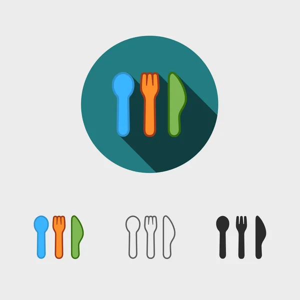 Cuchara, tenedor y cuchillo — Vector de stock