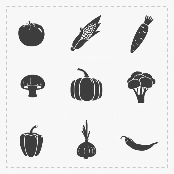Zeleninové ikona černé na bílém — Stockový vektor