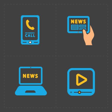 Koyu arka plan üzerinde vektör Medya Icons set 
