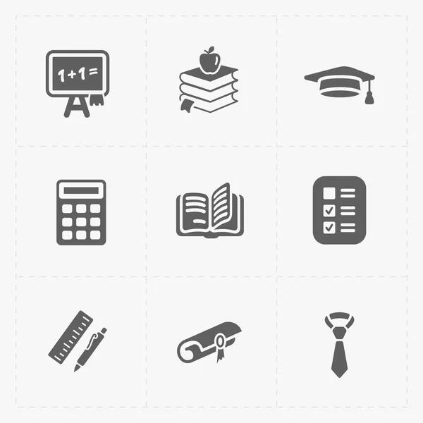 Iconos de educación plana moderna establecidos en blanco — Vector de stock