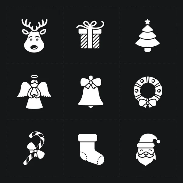 Christmas silhouette icons collection - vector illustration on w — Stock Vector