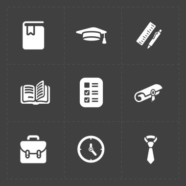 Dokuz beyaz düz eğitim simgeler