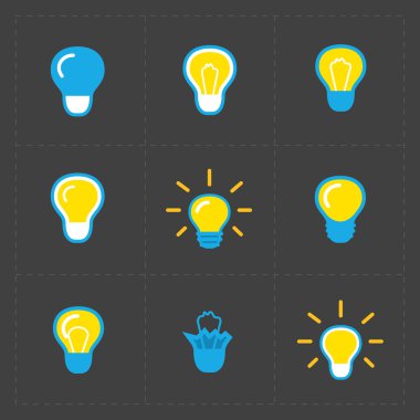 Renkli Işık Ampüller. Ampul Icon set. 