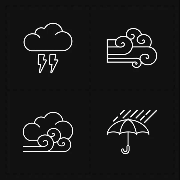 Четыре плоских современных иконы погоды — стоковый вектор
