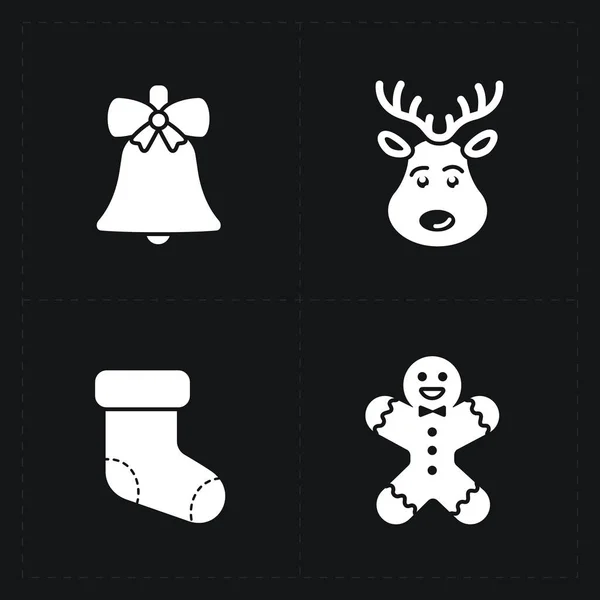 Christmas silhouette icons collection - vector illustration on w — Stock Vector