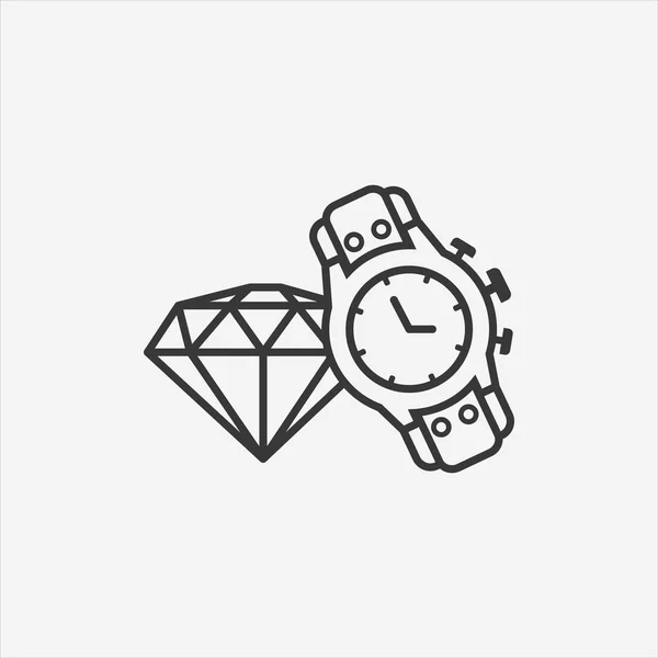 Montre masculine et icône en diamant. Cadeaux chers . — Image vectorielle