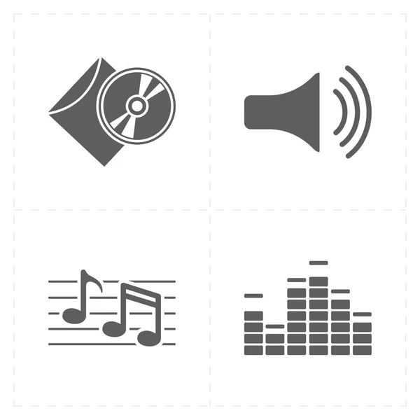 Cuatro iconos universales de música plana — Vector de stock