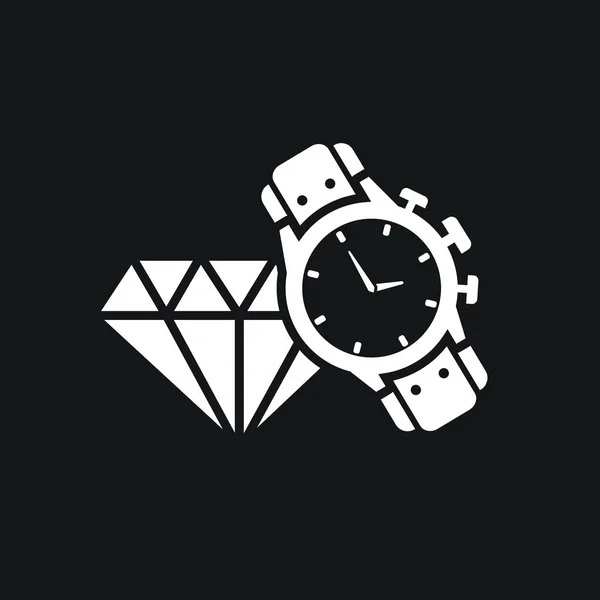 Mannelijke horloge en diamond pictogram. Dure giften. — Stockvector