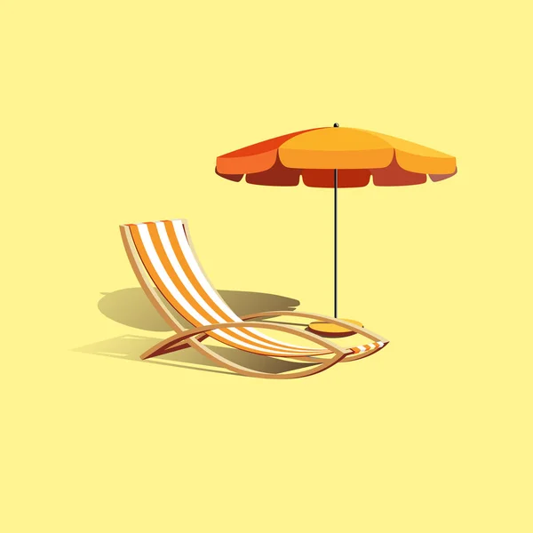 Beach umbrella with deck chair — Stock Vector