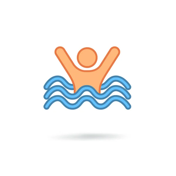 Σημάδι κολύμπι. Κύμα — Διανυσματικό Αρχείο