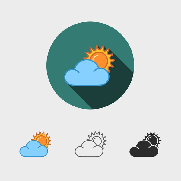 Sol e ícone de nuvem — Vetor de Stock