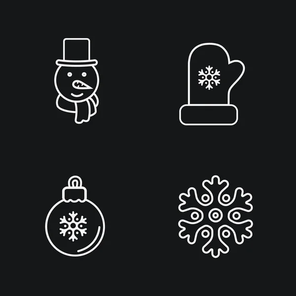 Ícones de Natal, estilo linha fina, design plano . Vetores De Stock Royalty-Free