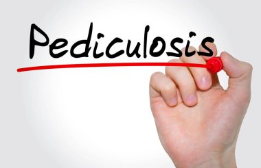 Yazıt Pediculosis işaretleyici ile yazma el kavramı