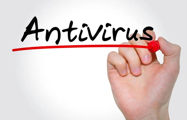 Handschrift Inschrift Antivirus mit Marker, Konzept — Stockfoto