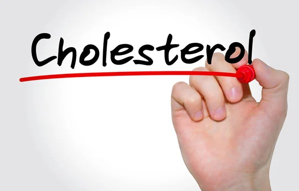 Yazıt kolesterol işaretleyici ile yazma el kavramı — Stok fotoğraf