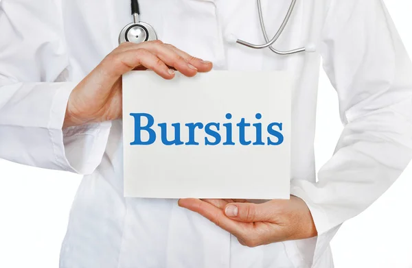 Cardul Bursitis în mâinile medicului — Fotografie, imagine de stoc