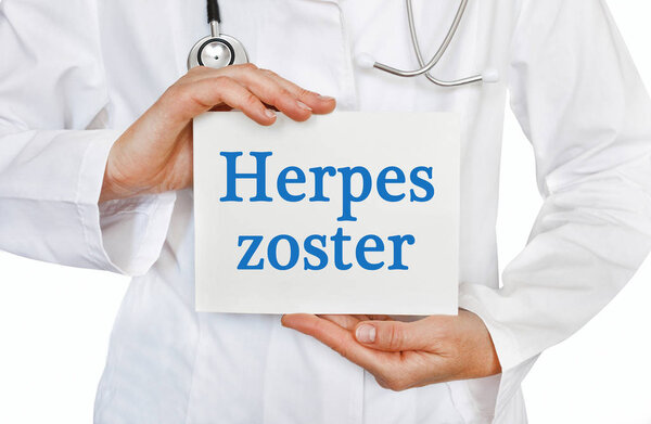 Herpes zoster card in hands of Medical Doctor