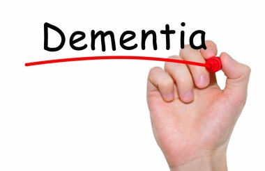 Yazıt demans işaretleyici ile yazma el kavramı