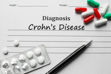 Crohn's Disease on the diagnosis list, medical concept clipart
