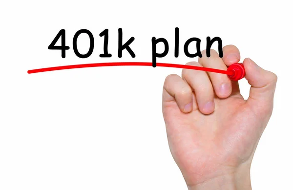 Надпись от руки 401k план с маркером, концепция — стоковое фото