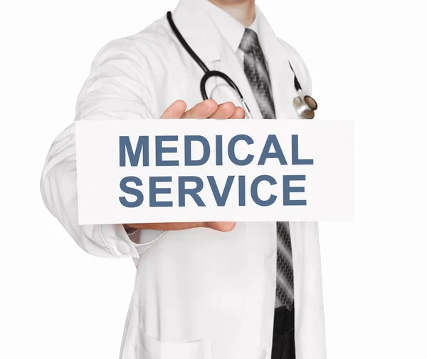 Arzt im Besitz einer Karte mit medizinischem Service, medizinischem Konzept — Stockfoto