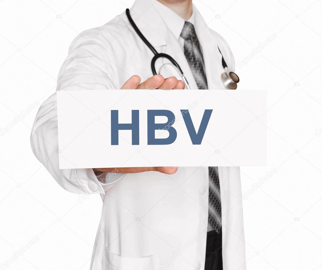Doctor holding a card with HBV, medical concept