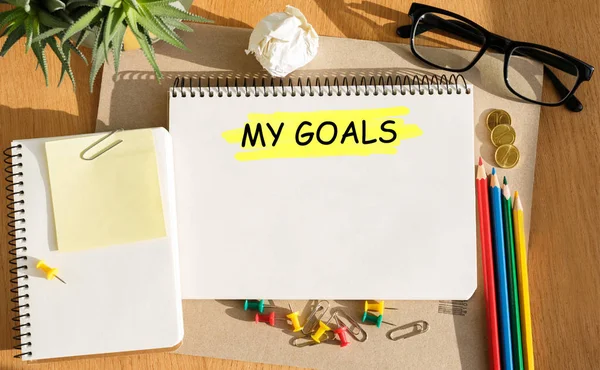 Notebook with Toolls and Notes about My Goals — Stock Photo, Image