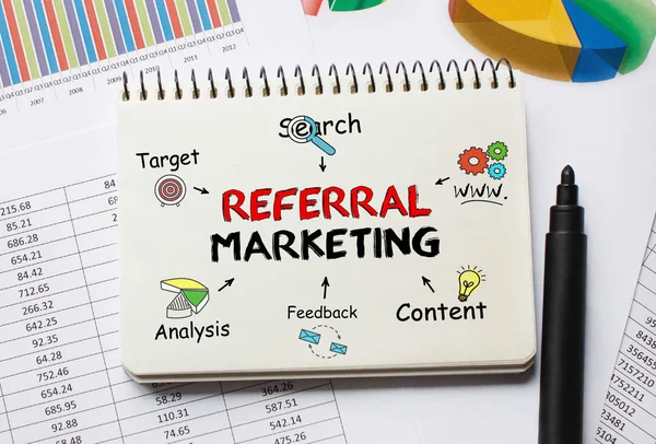 Notebook Toolls Notes Referral Marketing — Stock Photo, Image