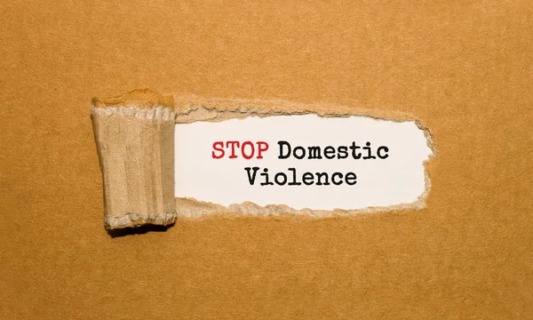 Text Stop Domestic Violence Appearing Torn Brown Paper — Stock Photo, Image