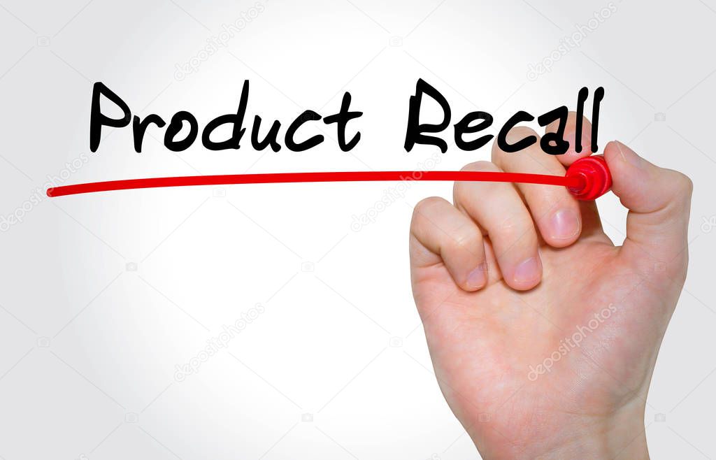 Hand writing inscription Product Recall with marker, concept