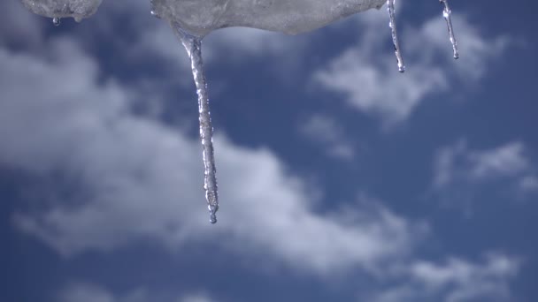 Ijspegel Wolken Waterdruppel — Stockvideo