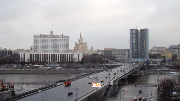 Moskva Bílý Dům Moskevská Vláda Most Nábřeží Stock Video