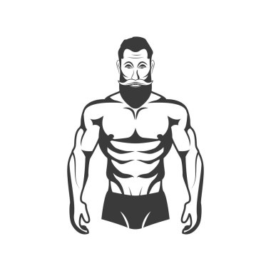 Vücut geliştirmeci Fitness modeli illüstrasyon. Estetik vücut